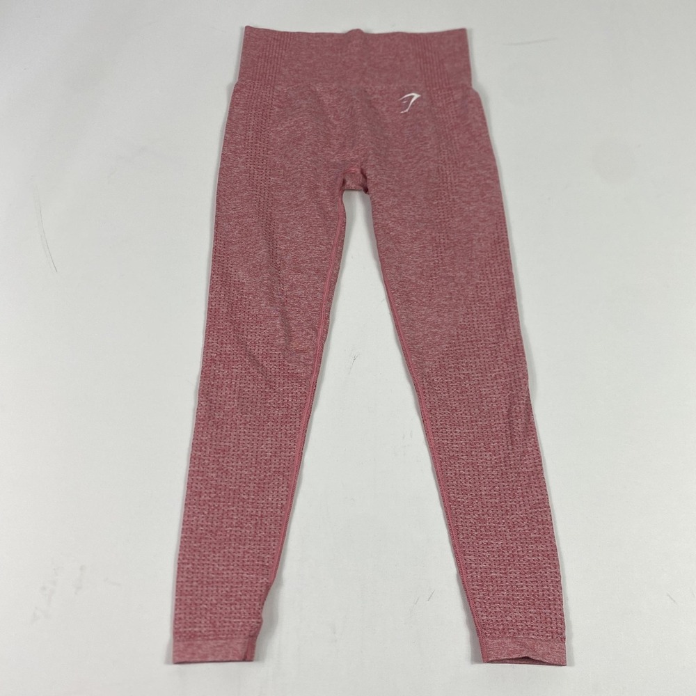 Gymshark Leggings Womens Pink Seamless High Waist‎ Textured Yoga Gym Pants